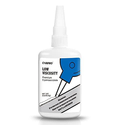 Professional Grade CA Super Glue by CYAPRO, Fast Curing Adhesive 2 oz, Low Viscosity, Thin Cyanoacrylate Adhesive for Woodworking, Hobby, Plastic, Ceramic & Metal, transparent - color: Clear - 2 ounce