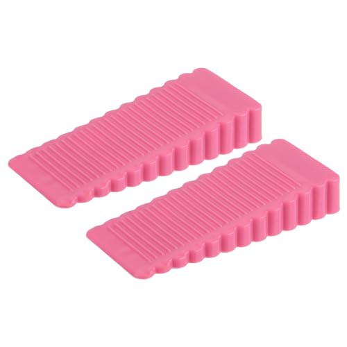 uxcell 2 Pcs Door Stoppers for Bottom of Door, 15mm/0.59 Inch Door Stops, Rubber Door Stopper Wedge Anti Slip, Window Stopper Door Stackable, Pink - color: Pink, size: 0.59-inches