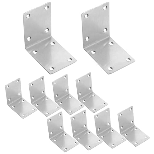 10pcs Right Angle Brackets for Wood, 50x70x70mm, 90 Degree Corner Bracket, Heavy Duty Galvanized Steel Sheet L Brace Connector Joint for DIY Furniture Fixation Fixing Table Shelf Chair Desk - color: 10pcs 50x70x70mm