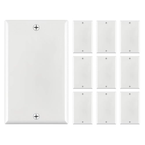 Cmple - 1 Gang Blank Wall Plate, Standard Size, Polycarbonate Thermoplastic Panel GFCI Wall Plate with Screws - White - color: Blank 1 Gang White, size: 10 Pack