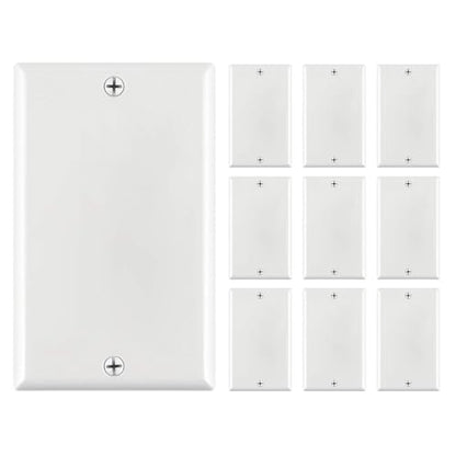 Cmple - 1 Gang Blank Wall Plate, Standard Size, Polycarbonate Thermoplastic Panel GFCI Wall Plate with Screws - White - color: Blank 1 Gang White, size: 10 Pack