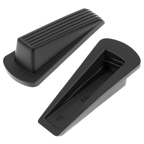 QWORK Door Stoppers, 4 Pack Natural Rubber Wedge, Non-Slip, Door Stop for Wooden, Glass, and Heavy Industrial Door