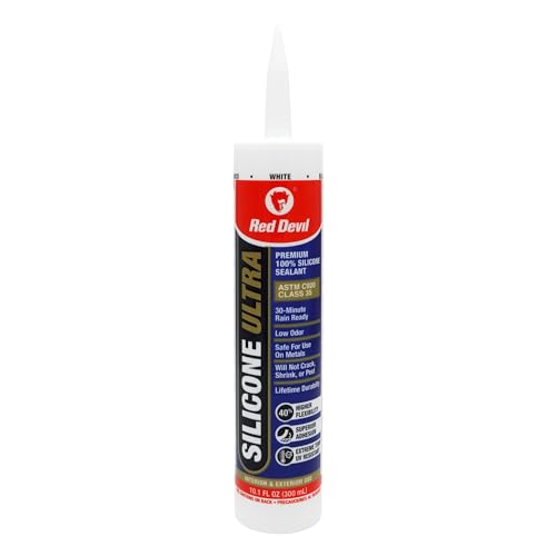 Red Devil 0780 Silicone Ultra 100% RTV Silicone Sealant, 10.1 oz., White, 12 Pack - color: White, size: 12 - Pack, style: 10.1 oz.
