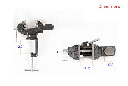 Home Table Vise Universal Rotate 360° Work Clamp-On Vise, golf club vise clamp,Portable Vice for Workbench, 3.2" black - size: 3.2" Black