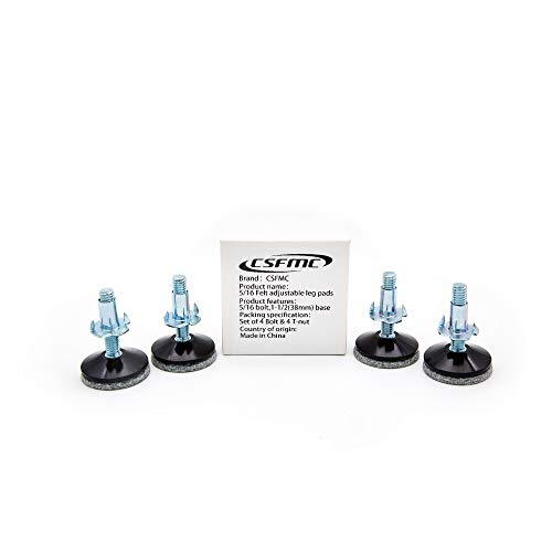 Adjustable Leg on Solid Wood Furniture Feet,Table and Chair Levelers Legs,5/16 in Bolt, 1.5 in Base Diameter (4 pcs)