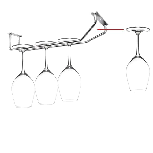 10.8 Inch Wine Glass Rack, Under Cabinet Wine Glass Holder, Wine Glass Hangers Under Shelf, Chrome Finish Stemware Rack, Hanging Stemware Holder for Cabinet Kitchen Bar, Set of 2 - color: Silver Chrome, size: 10.8 Inch 2 Pack