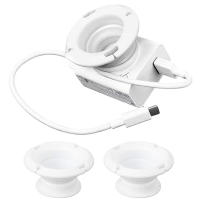 3-Pack Silicone Foldable Charger Cord Organizer – Collapsible Cable Winder & Appliance Cord Holder Compatible with MacBook, PC, USB-C Chargers, and Adapters, Cruise Travel Essentials 2025 (White)
