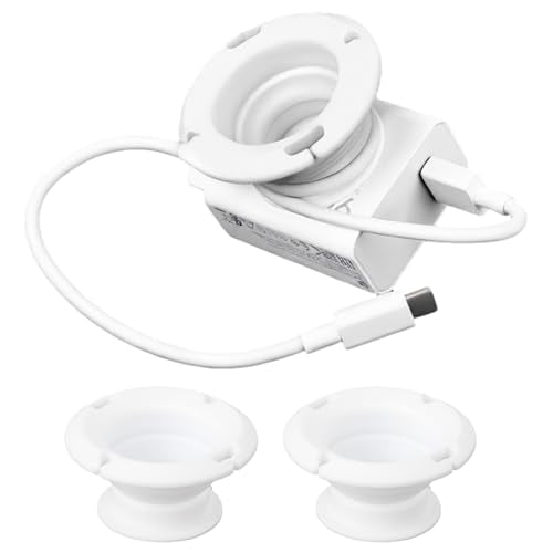 3-Pack Silicone Foldable Charger Cord Organizer – Collapsible Cable Winder & Appliance Cord Holder Compatible with MacBook, PC, USB-C Chargers, and Adapters, Cruise Travel Essentials 2025 (White)