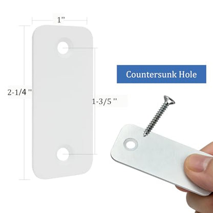 Door Edge Latch Hole Cover Plate for Deadbolt, Stainless Steel Door Edge Hole Filler Plate to Hide Unused Latch Holes, 1" x 2-1/4" (57 x 25 mm) (White, 1" x 2-1/4") - color: White