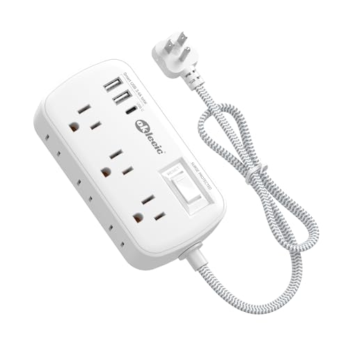 Short Extension Cord 3 Ft - okleeic Small Power Strip Flat Plug Surge Protetor with 6 Outlets & 3 USB (1 USB C) Charging Ports, Multi Plug Wall Outlet Extender for Travel Dorm Room Essentials - size: 3 FT, style: 6AC+2U1C