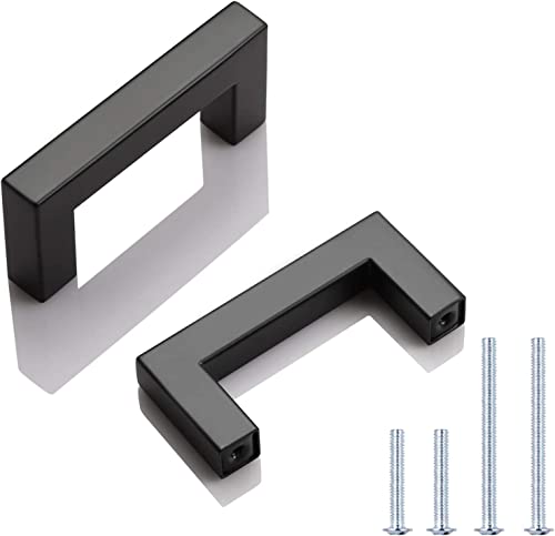 KNOBWELL 6 Pack 2-1/2" Black Cabinet Pulls, Stainless Steel Kitchen Cabinet Pull and Handles, Dresser Drawer Pulls, Hole Centers 2.5 inch, Overall Length 2-9/10 inch - color: Matte Black, size: Hole Center:2-1/2 Inch(64mm)
