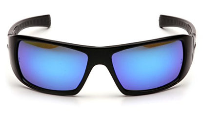 Pyramex Goliath Safety Eyewear Black Frame Clear Anti Fog Lens - color: Black Frame/Ice Blue Mirror Lens
