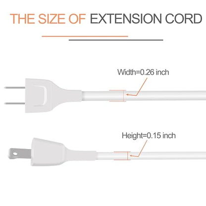 6 Feet White Extension Cord for IndoorUse - 625W 125V 5A Polarized 2 Prong Flexible Tangle-Free Design Power Cable for Small Appliances, Security Cameras, Christmas Lights (2 Pack) - size: 6FT White (2 Pack)