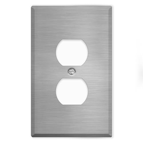 Oversized Stainless Steel Outlet Covers, 1-Gang Duplex Receptacle Cover, 5.5" x 3.5" Jumbo Duplex Wall Plate, 430 Grade Stainless Steel, Corrosive Resistant, Matching Screws Included, Made in USA - color: Stainless Steel, size: 1-Gang Duplex