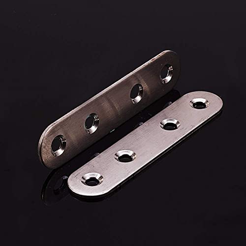 MroMax 10Pcs 201 Stainless Steel Straight Brackets 3.15" x 0.67" Flat Straight Braces Brushed Metal Fixed Connecting Plate for Repairing Furniture, Bookcase, Table, Chair Legs 4 Holes with Screws - size: 3.15"x 0.67"x 0.08"(LxWxT)