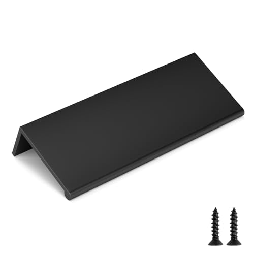 goldenwarm 5 Pack Black Finger Edge Pulls Drawer Finger Pulls Matte Black Kitchen Hardware Handles Bedroom Dresser Drawers,3in Hole Center - color: Black, size: 3in(76mm) Hole Centers