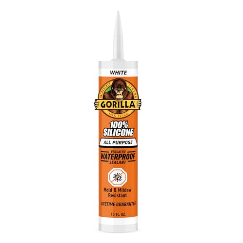 Gorilla 100% Silicone Waterproof Caulk, All‑Purpose Sealant, Mold & Mildew Resistant, Flexible Seal, White, 10 oz Cartridge (Pack of 1) - color: White, size: 1 Pack