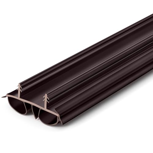 Pushglossy 1 Pcs 36" Double Bubble Kerf Door Sweep 1-3/4" Wide Vinyl Weatherstrip Seal for Exterior Doors, Energy Efficient Draft Stopper, Easy Slide in Installation, Blocks Dust/insects/noise (Brown) - color: Brown, size: Double Bubble Kerf