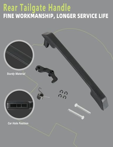 Rear Tailgate Handle Compatible with Hummer H2 2003 2004 2005 2006 2007 2008 2009 Accessories Parts Replaces 15135441 Black Latch Handle Repair Kit 1 PCS
