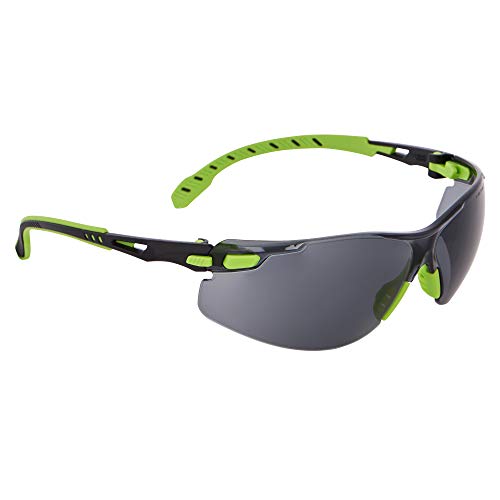 3M Safety Glasses, Solus 1000, S1202SGAF, ANSI Z87, Scotchgard Anti-Fog, Gray Lens, Green/Black Frame, Padded Temple, Soft Nosebridge, UV Protection, Premium Eye Protection - size: Single, style: Gray Lens, Green/Black Frame