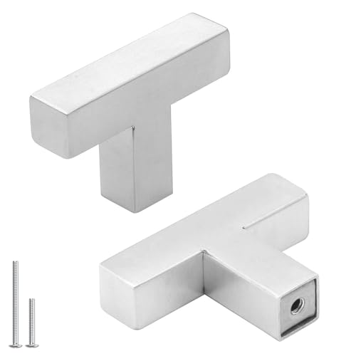 Goldenwarm 5 Pack Brushed Nickel Cabinet Knobs Square Silver Kitchen Cabinet Handles for Dresser Bathroom Modern Pulls and Knobs for Cupboard - color: Brushed Nickel, size: Single Hole