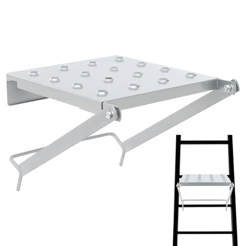 Ladder Platform Accessory, Anti-Slip Ladder Work Platform Step Stand, Steel Work Tray Attachment Holder, 330 lbs, Anti-Slip, for Decoration, Maintenance, Painters Painting
