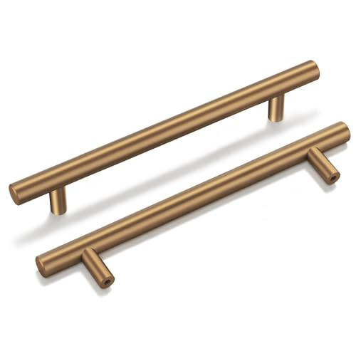 Goldenwarm 5 Pack Champagne Bronze Cabinet Pulls Gold Cabinet Handles 5 inch(128mm) Champagne Drawer Handles Brushed Bronze Drawer Pulls Kitchen Dresser Door Hardware - color: Champagne Bronze, size: 5in Hole Centers