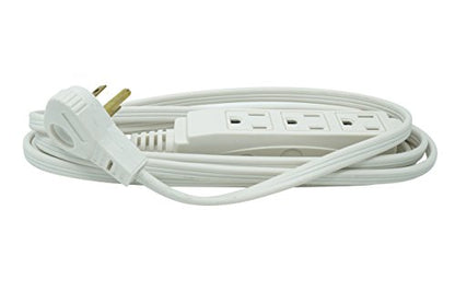 Woods SlimLine Indoor Flat Extension Cord, 8 Ft, 16 Gauge Right Angle Plug, 3 Polarized Outlets, 125 Volts, White, 2241 - size: 8 Foot (Pack of 1)
