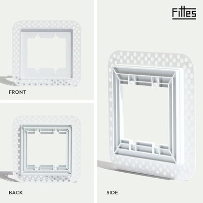 Fittes Modern Flush Wall Outlet Switch Receptacle Mount, Recessed Outlet Mount, 1 Gang, Customizable, ABS, White - size: 1 Gang, style: 1 Pack