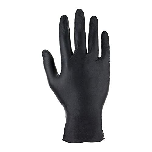 SAS Safety 66543 Derma-Pro Powder-Free Black Nitrile Disposable Glove, Large, 4 mil Thick, Black (Pack of 100)