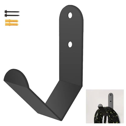 Yuleimy Battle Rope Storage Hook, Heavy Duty Wall Mount Gym Rope Hanger Bracket, Holds 100 LBS, Large Steel Organization Rack for Home & Commercial Gyms, Black, 1 Pack - size: 1 Pack