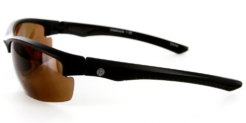 Aloha Eyewear Creekside Wrap-Around Polarized Bifocal Sport Safety Reading Sunglasses for Youthful, Active Men and Women (Black/Amber +1.50) - color: Matte Black W/ Amber Lens, style: 1.5