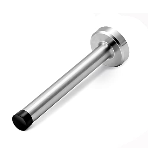 Door Stopper, 5 Inch Long Door Stop, Wall Mount, Brushed Nickel Heavy Duty Solid Rigid Doorstops Stainless Steel with Soft Rubber Bumper Tips - color: Silver, size: 5 Inch