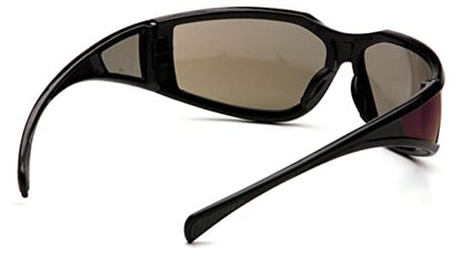 Pyramex Exeter Safety Eyewear - color: Glossy Black Frame/Blue Mirror Anti-fog Lens