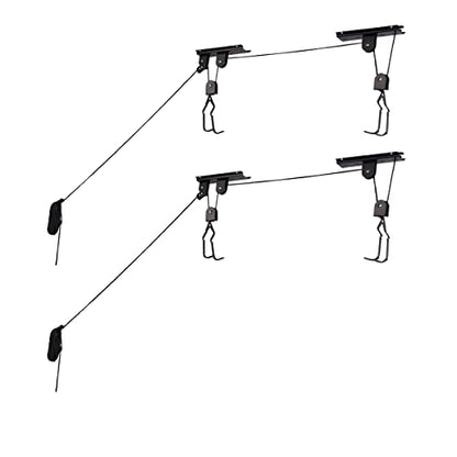 Bike Hanger - Overhead Hoist Pulley System with 100lb Capacity for Bicycles or Ladders - Secure Garage Ceiling Storage by Rad Sportz - size: 2-Pack
