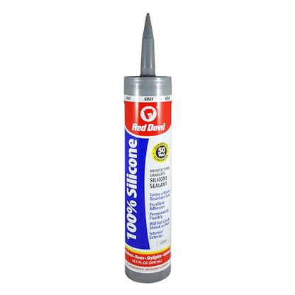 Red Devil 08165012 100% Silicone Sealant Architectural Grade, Gray, 9.8 oz, Case of 12 - color: Gray, size: 9.8 oz, style: Pack of 12