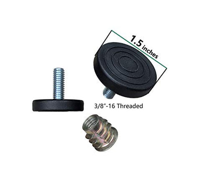 SINGTAN Furniture Levelers with Screw-in Nuts-4 Pack| Furniture Feet | Heavy Duty Adjusting Foot | 1" Adjustable Furniture Legs | table Levelers | chair Levelers,3/8"-16 Threaded bolt, thread pitch:16