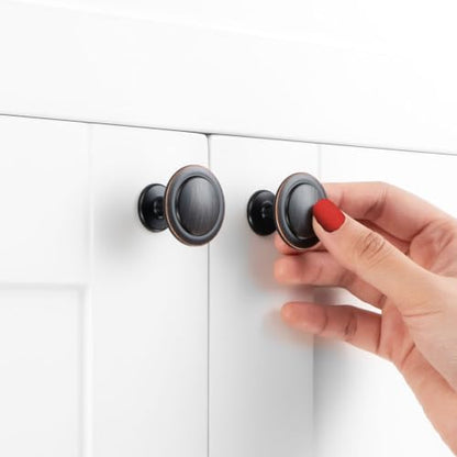 Oil Rubbed Bronze Cabinet Knobs Bronze Drawer Knobs, 10 Pack 1-1/4 Inch, 8222 Round Single Hole Cabinet Pulls for Kitchen Cabinets Drawers Bedroom Dresser Cupboard Bathroom Vanity - color: Oil Rubbed Bronze, size: 1-1/4 Inches, style: 10 Pack Round Knob