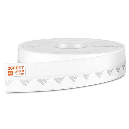 26 Feet Silicone Seal Strip, Weather Stripping Seal Tape for Door, Window & Shower Glass Gaps (White, 25MM) - color: White, size: 25mm