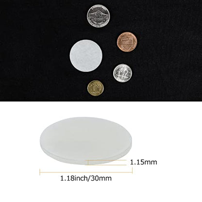 27pcs Glass Top Bumpers, 1.15mm Thin Silicone Adhesive Furniture Bumpers for Glass Table Door Cabinet Drawers (White) - size: 30mm, 1.15mm