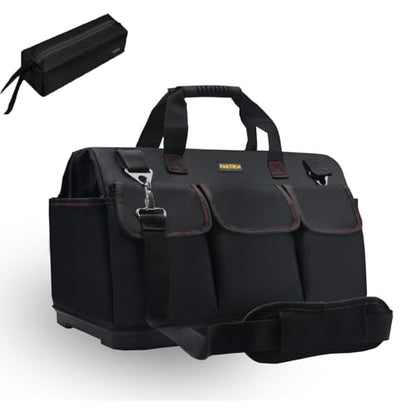 FASTECH 15-inch Heavy Duty Bottom Tool Bag With Wide Mouth For Tool Storage, Carrier and Organizer, Tools Bag For Men, Wide Mouth Tote Bag With Inside Pockets (15 Inch) - size: 15IN BOTTOM