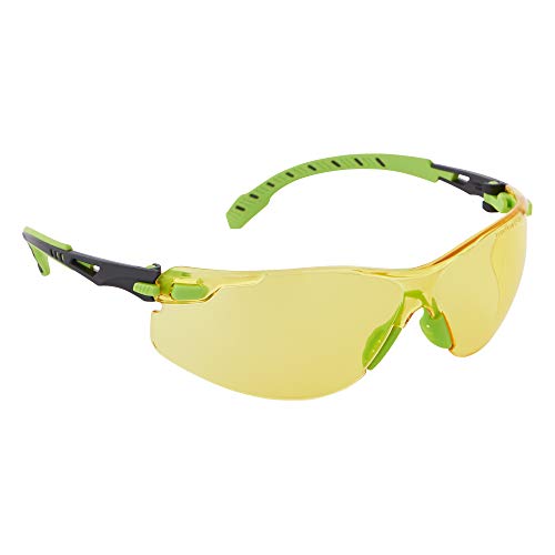 3M Safety Glasses, Solus 1000 Series, ANSI Z87, Scotchgard Anti-Fog, Amber Lens, Green/Black Frame - size: Single, style: Amber Lens, Green Black Frame