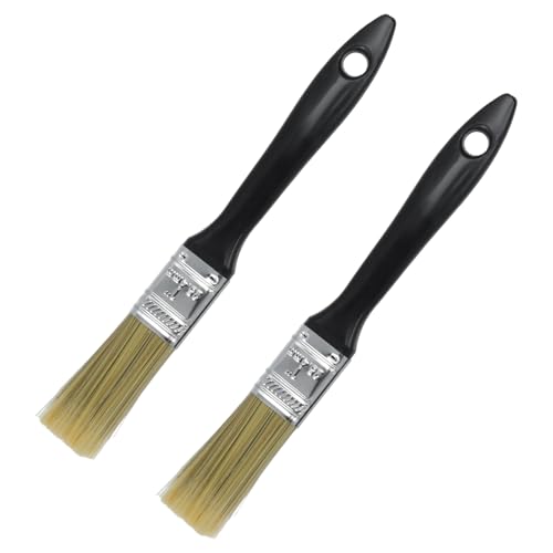 KUMGROT 2 Pcs 1 Inch Paint Brush Set, Soft Horsehair Long-Handled Brushes for Paint & Pigment Furniture Renovation Exterior Walls Wood Paneling, for Detailed Touch-Ups and Spot Repairs - size: 1"
