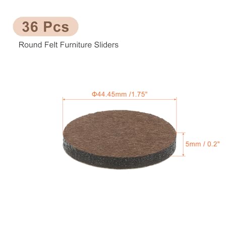 uxcell Furniture Pads, 36Pcs 1.75" - Round Self Adhesive Felt Furniture Pads, Floor Protectors for Furniture Feet Chairs Legs Hardwood Floors (Brown) - size: 1.75"