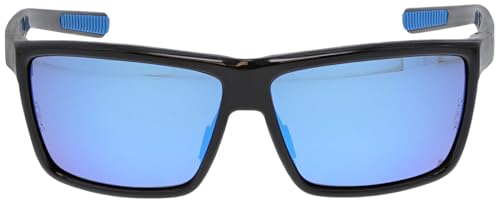 MCR Safety SR238BZDC Swagger SR2 Series Safety Glasses with Thermo Plastic Rubber Nose Pads and Detachable Side Shields, Black/Blue Frame, Blue Diamond Mirror MAX36 Polarized Lens - color: Black/Blue Frame (Blue Diamond Mirror Lens)