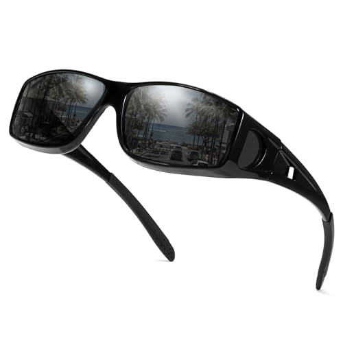 Myiaur Over Glasses Sunglasses for Men Women, Polarized Fit Over Sunglasses UV400 Protection, Anti Glare for Driving Outdoors - color: A01 Black/Grey Lens