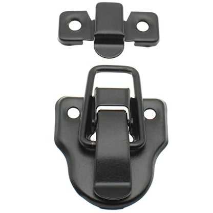 2 Pack Retro Style Duckbilled Toggle Hasp Latch Antique Printed Hinge Kit with Mounting Screws Decorative Wooden Jewelry Box [FDXGYH, Black]