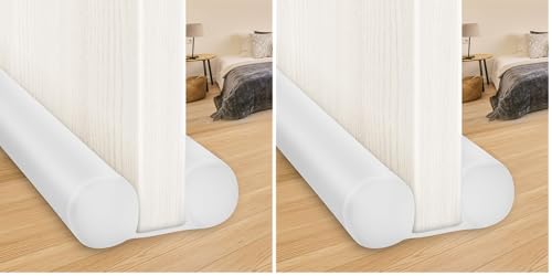 MAXTID Large Door Draft Stopper 30 Inch for Small Size Bedroom Door Fits 0.5 to 1.7" Gaps White Under Door Draft Blocker Doors Seal Gap Draft Guard for Bottom of Doors (Pack of 2) - color: White, size: 30" (Pack of 2)
