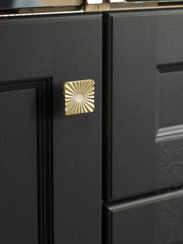 5 Pack Gold Cabinet Knobs Square Brushed Brass Drawer Pulls Bathroom Dresser Handles Hardware Zinc Alloy - color: Brushed Gold, size: Square Knob