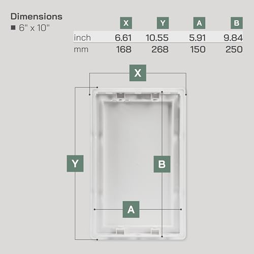 Vent Systems White ABS Plastic - Access Panel 6 x 10 Inch (Cut-Out) - Access Panel with Door for Drywall, Wall and Ceiling Electrical and Plumbing Service Wall Hole Cover - size: 6 X 10 Inch / 150 X 250 Mm